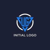 UG monogram logo with triangle shape and circle design elements vector