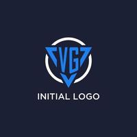 VG monogram logo with triangle shape and circle design elements vector