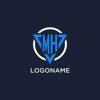 MH monogram logo with triangle shape and circle design elements vector
