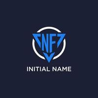 NF monogram logo with triangle shape and circle design elements vector