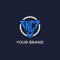 NC monogram logo with triangle shape and circle design elements vector