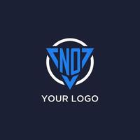 NO monogram logo with triangle shape and circle design elements vector