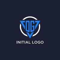 OG monogram logo with triangle shape and circle design elements vector