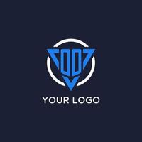 OO monogram logo with triangle shape and circle design elements vector