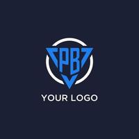 PB monogram logo with triangle shape and circle design elements vector