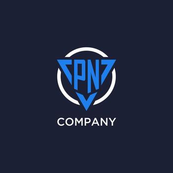 PN monogram logo with triangle shape and circle design elements vector