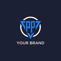 PP monogram logo with triangle shape and circle design elements vector