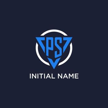 PS monogram logo with triangle shape and circle design elements vector