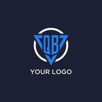 QB monogram logo with triangle shape and circle design elements vector