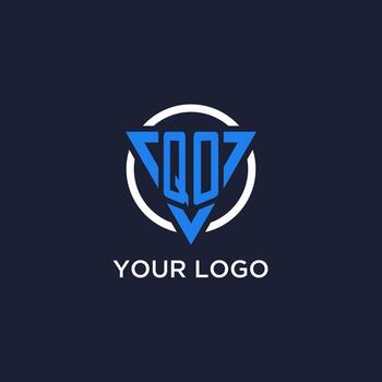 QO monogram logo with triangle shape and circle design elements vector