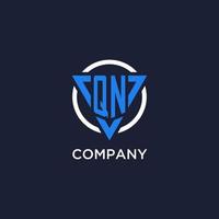 QN monogram logo with triangle shape and circle design elements vector