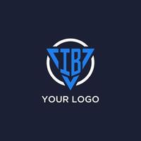 IB monogram logo with triangle shape and circle design elements vector