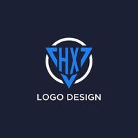 HX monogram logo with triangle shape and circle design elements vector