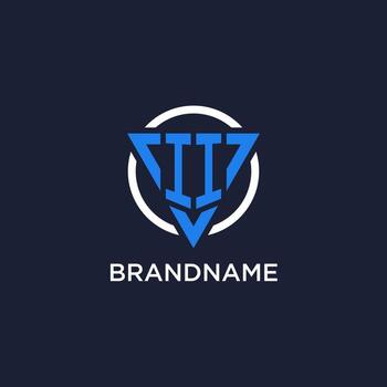 II monogram logo with triangle shape and circle design elements vector