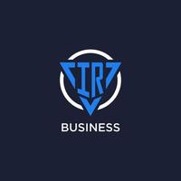 IR monogram logo with triangle shape and circle design elements vector