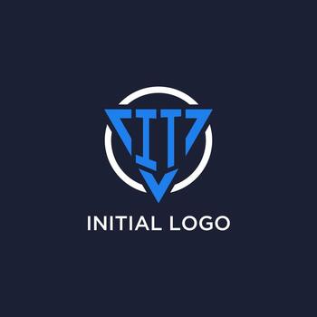 IT monogram logo with triangle shape and circle design elements vector