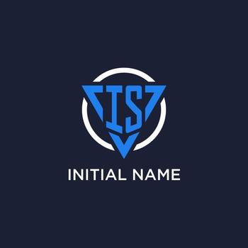 IS monogram logo with triangle shape and circle design elements vector