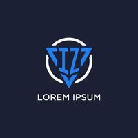 IZ monogram logo with triangle shape and circle design elements vector
