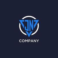 JN monogram logo with triangle shape and circle design elements vector