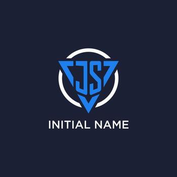 js monograma logo con triángulo forma y circulo diseño elementos vector