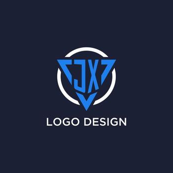 JX monogram logo with triangle shape and circle design elements vector