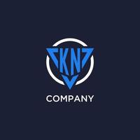 KN monogram logo with triangle shape and circle design elements vector