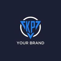 KP monogram logo with triangle shape and circle design elements vector