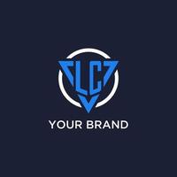 LC monogram logo with triangle shape and circle design elements vector