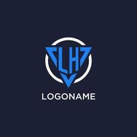 LH monogram logo with triangle shape and circle design elements vector