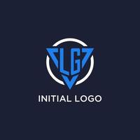 LG monogram logo with triangle shape and circle design elements vector