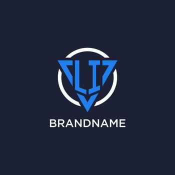 LI monogram logo with triangle shape and circle design elements vector