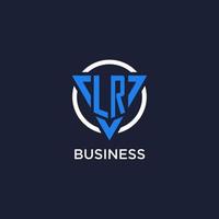 LR monogram logo with triangle shape and circle design elements vector