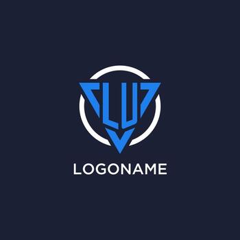 LU monogram logo with triangle shape and circle design elements vector