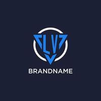 LV monogram logo with triangle shape and circle design elements vector