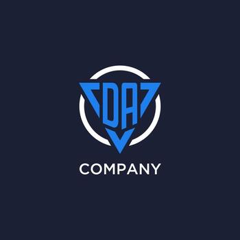 DA monogram logo with triangle shape and circle design elements vector