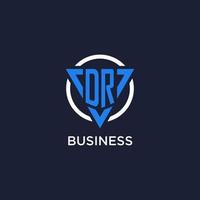 DR monogram logo with triangle shape and circle design elements vector