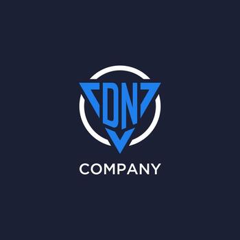 DN monogram logo with triangle shape and circle design elements vector