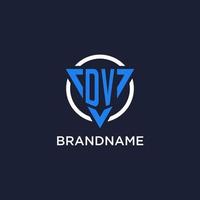 DV monogram logo with triangle shape and circle design elements vector