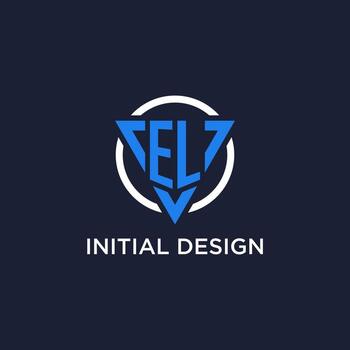 EL monogram logo with triangle shape and circle design elements vector
