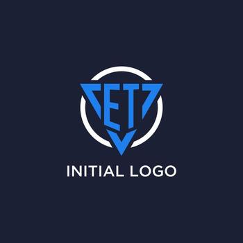 ET monogram logo with triangle shape and circle design elements vector