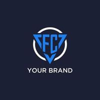 FC monogram logo with triangle shape and circle design elements vector