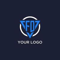 FO monogram logo with triangle shape and circle design elements vector