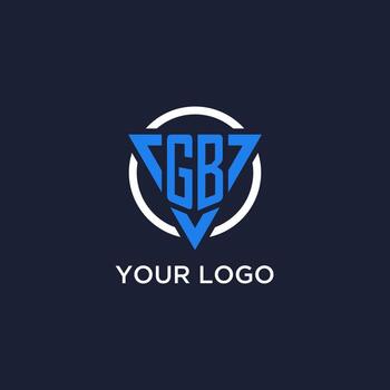 GB monogram logo with triangle shape and circle design elements vector