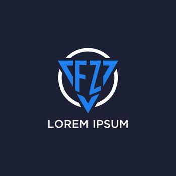 FZ monogram logo with triangle shape and circle design elements vector