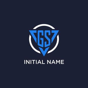 GS monogram logo with triangle shape and circle design elements vector
