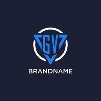 GV monogram logo with triangle shape and circle design elements vector