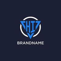 HI monogram logo with triangle shape and circle design elements vector