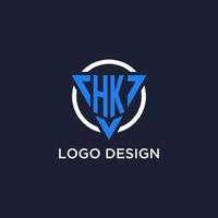 HK monogram logo with triangle shape and circle design elements vector