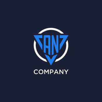 AN monogram logo with triangle shape and circle design elements vector