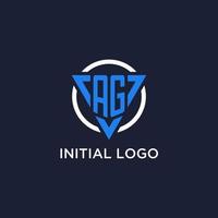 AG monogram logo with triangle shape and circle design elements vector